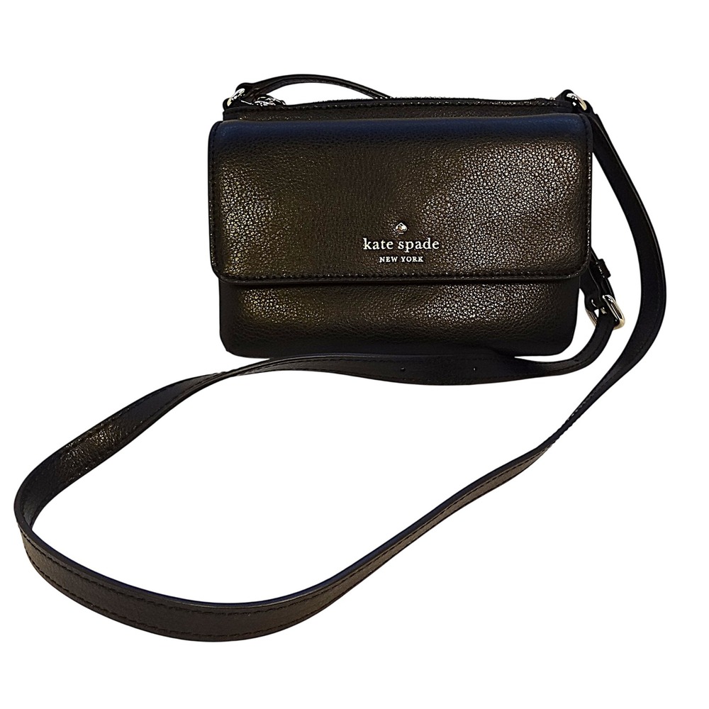 Kate Spade New York Greene Street Karlee Black‎ Leather Crossbody Bag Small Flap